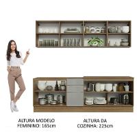 Armário De Cozinha Completa 240cm Rustic/cinza Lux Madesa 05 Rustic/cinza - 6