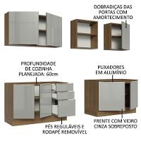 Armário De Cozinha Completa 240cm Rustic/cinza Lux Madesa 05 Rustic/cinza - 7