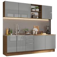 Armário De Cozinha Completa 240cm Rustic/cinza Lux Madesa 05 Rustic/cinza - 9