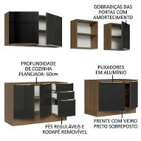 Armário De Cozinha Completa 240cm Rustic/preto Lux Madesa 05 Rustic/preto - 8
