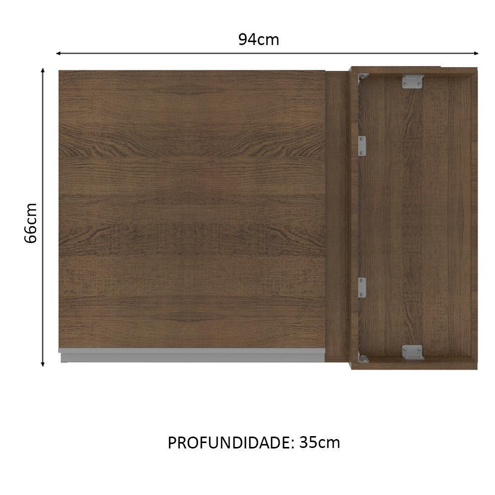 Armário Aéreo de Canto Glamy 1 Porta Rustic Madesa - 7