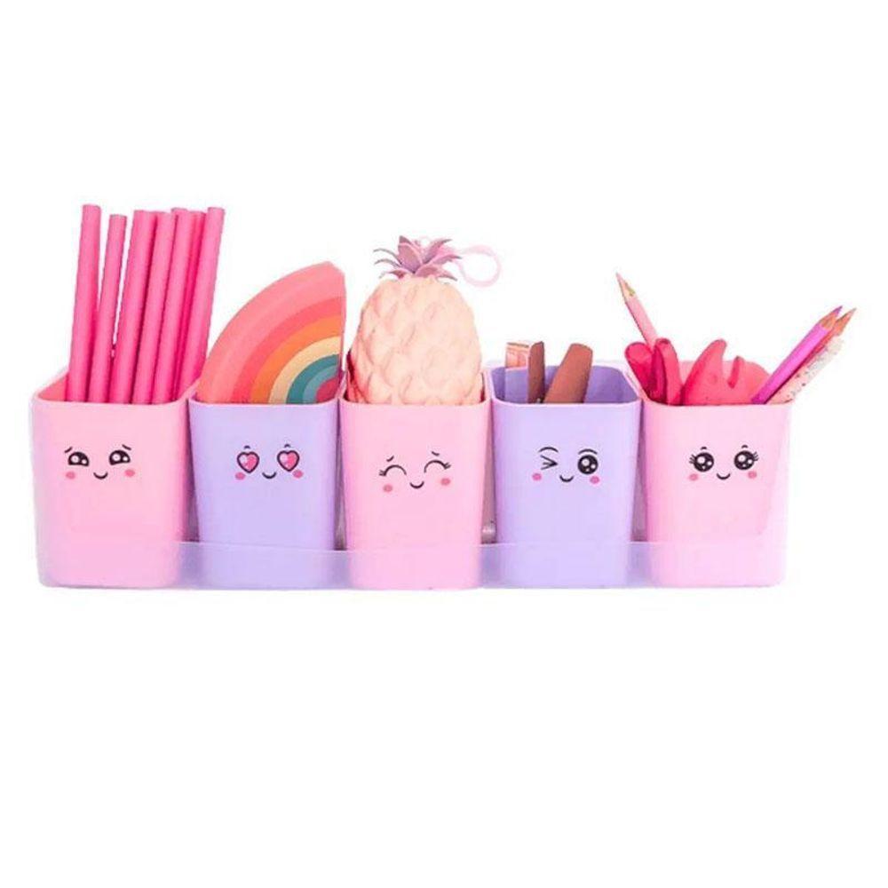 Kit Com 5 Porta Objetos Doçura Rosa E Roxo - Dello - 1