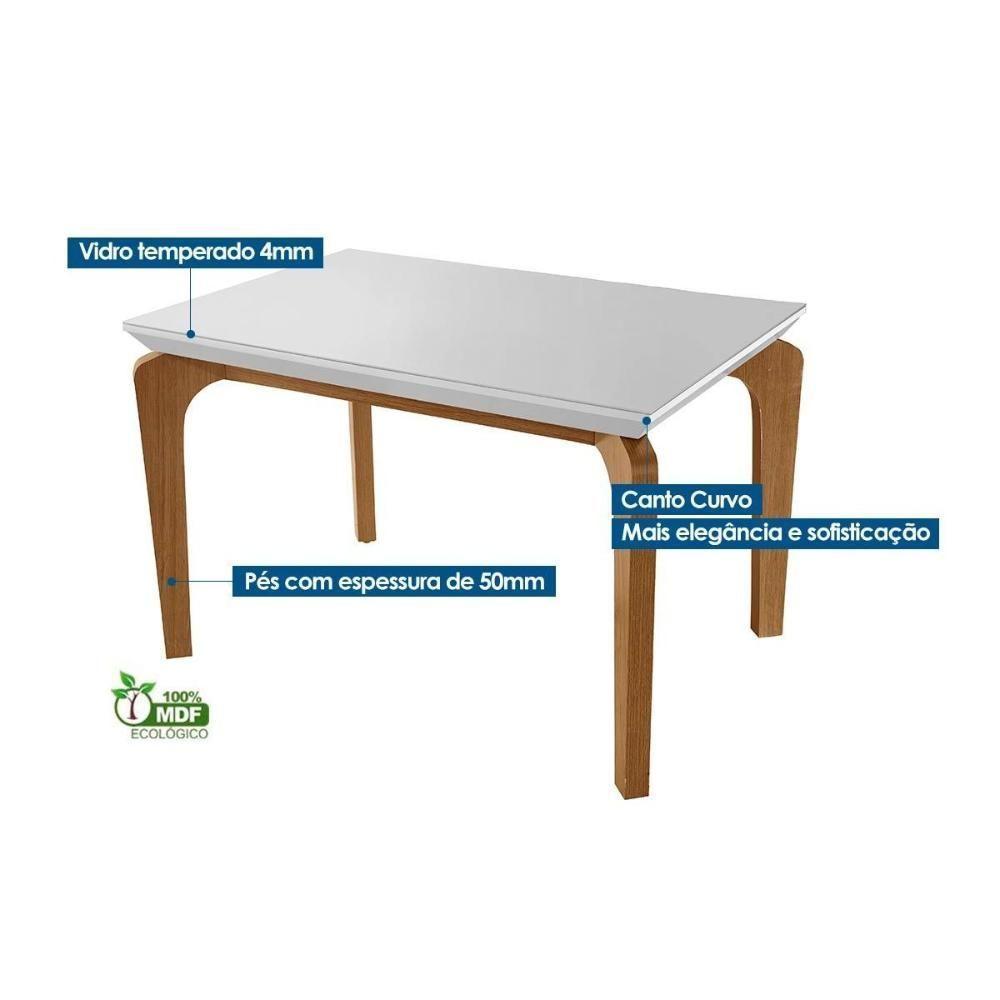 Sala De Jantar Completa Londrina Tampo Madeirado C- Vidro Curvo 120x80 E 4 Cadeiras Melissa Imbuia-veludo Capuccino - Rufato - 3