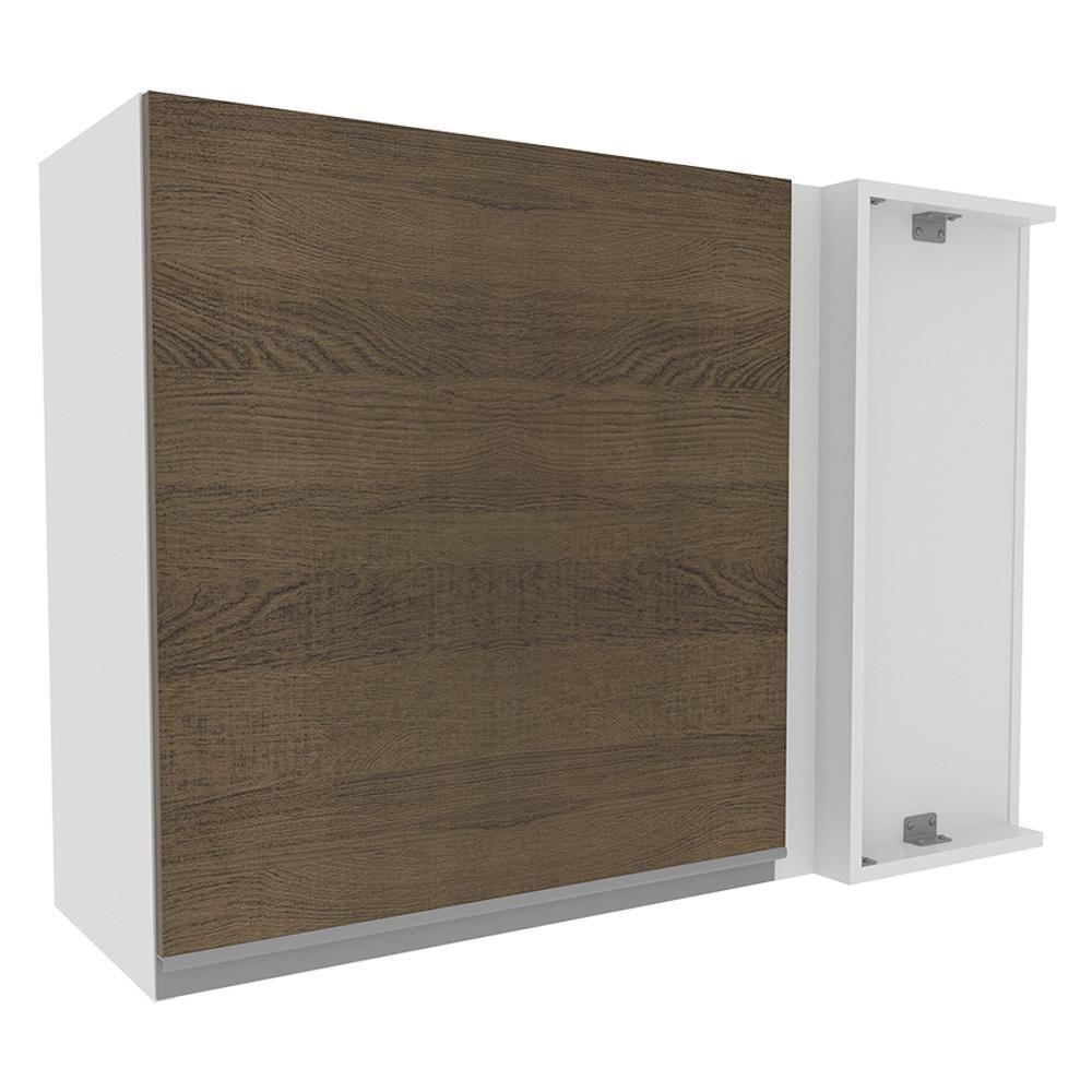 Armário Aéreo de Canto Glamy 1 Porta Branco/Rustic Madesa  - 4