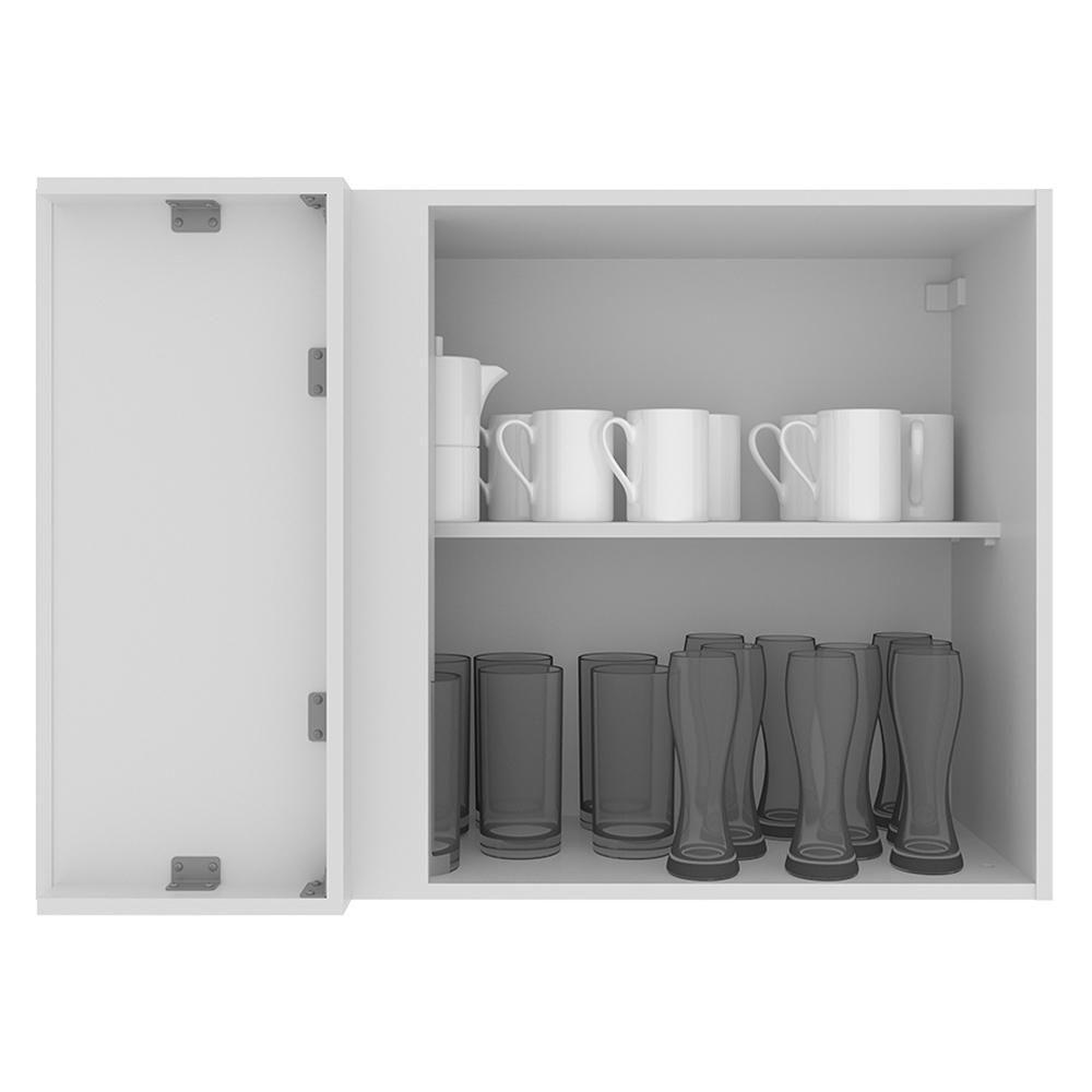 Armário Aéreo de Canto Glamy 1 Porta Branco/Rustic Madesa  - 6