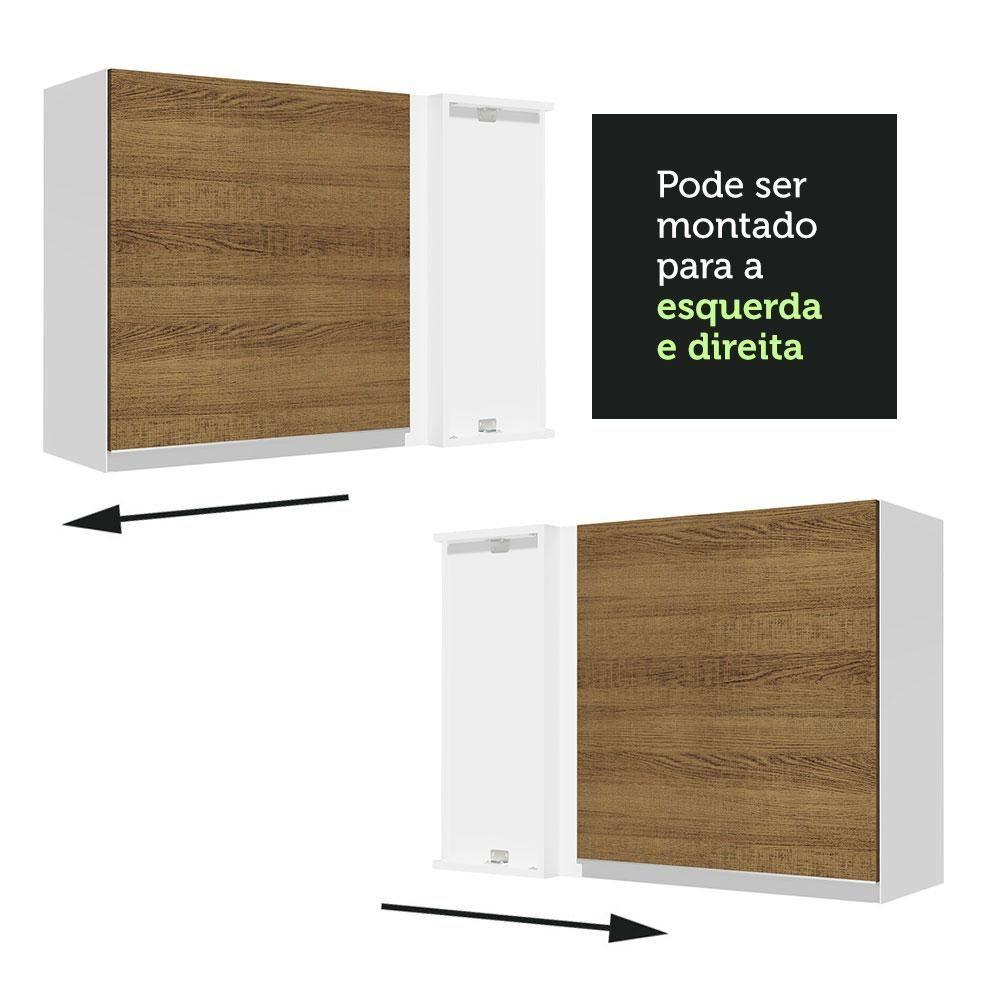 Armário Aéreo de Canto Glamy 1 Porta Branco/Rustic Madesa  - 7