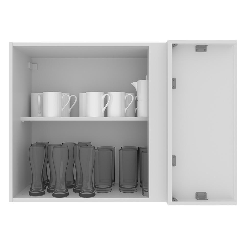 Armário Aéreo de Canto Glamy 1 Porta Branco/Rustic Madesa  - 8