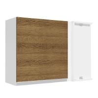 Armário Aéreo de Canto Glamy 1 Porta Branco/Rustic Madesa  - 1