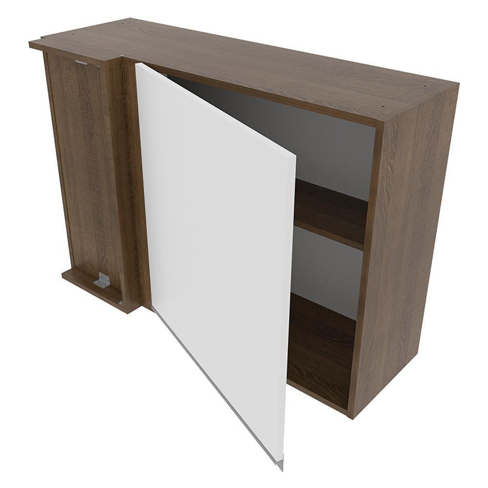 Armário Aéreo de Canto Glamy 1 Porta Rustic e Branco Madesa - 3