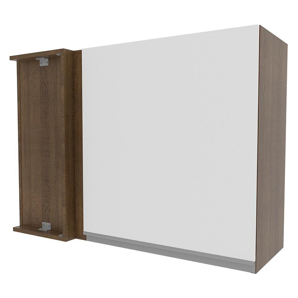 Armário Aéreo de Canto Glamy 1 Porta Rustic e Branco Madesa - 7