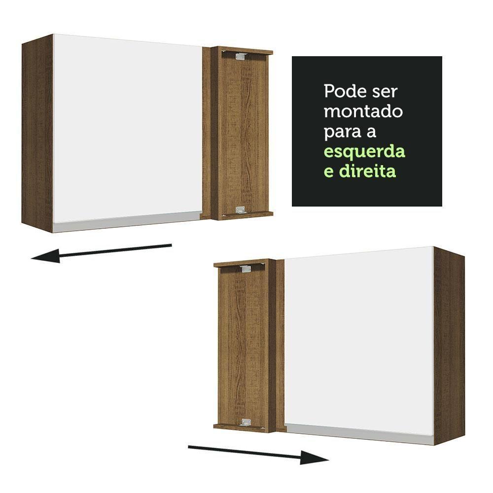 Armário Aéreo de Canto Glamy 1 Porta Rustic e Branco Madesa - 8