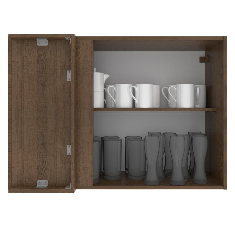 Armário Aéreo de Canto Glamy 1 Porta Rustic e Branco Madesa - 9