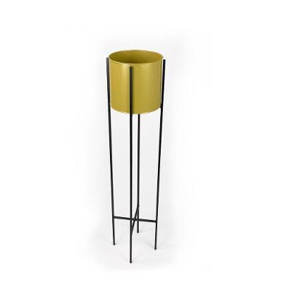 Vaso Decorativo Dourado Com Suporte Metálico Preto - D'rossi