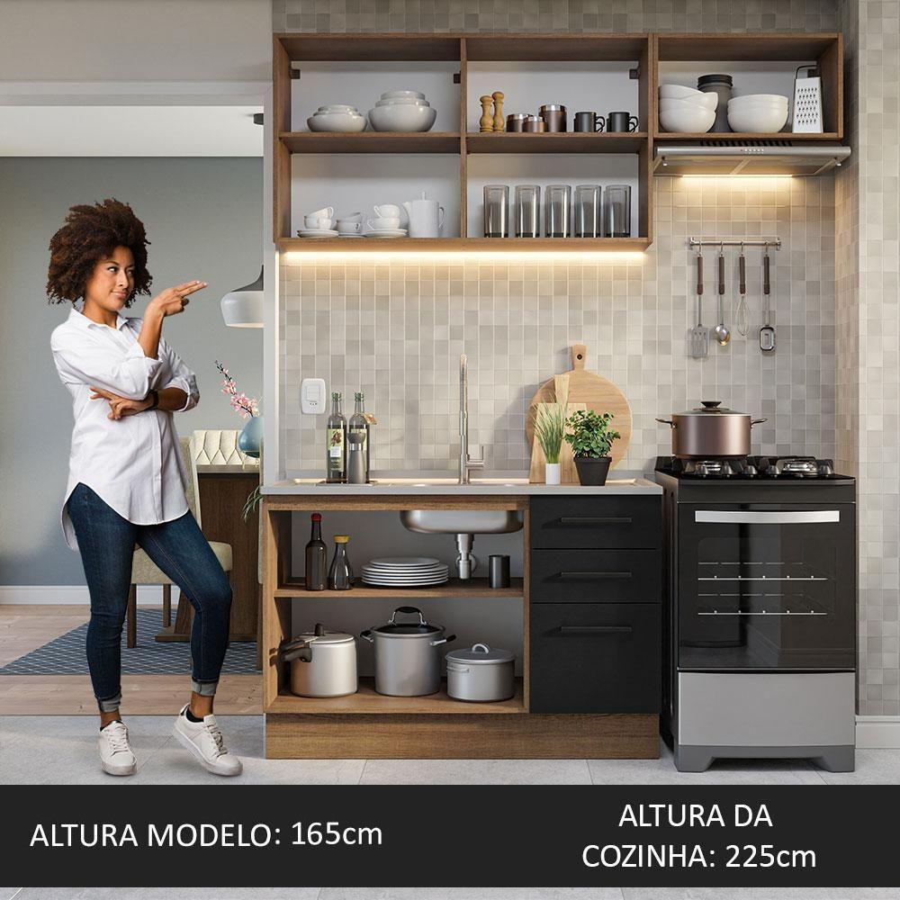 Armário De Cozinha Compacta 180cm Rustic/preto Agata Madesa 09 Rustic/preto - 7
