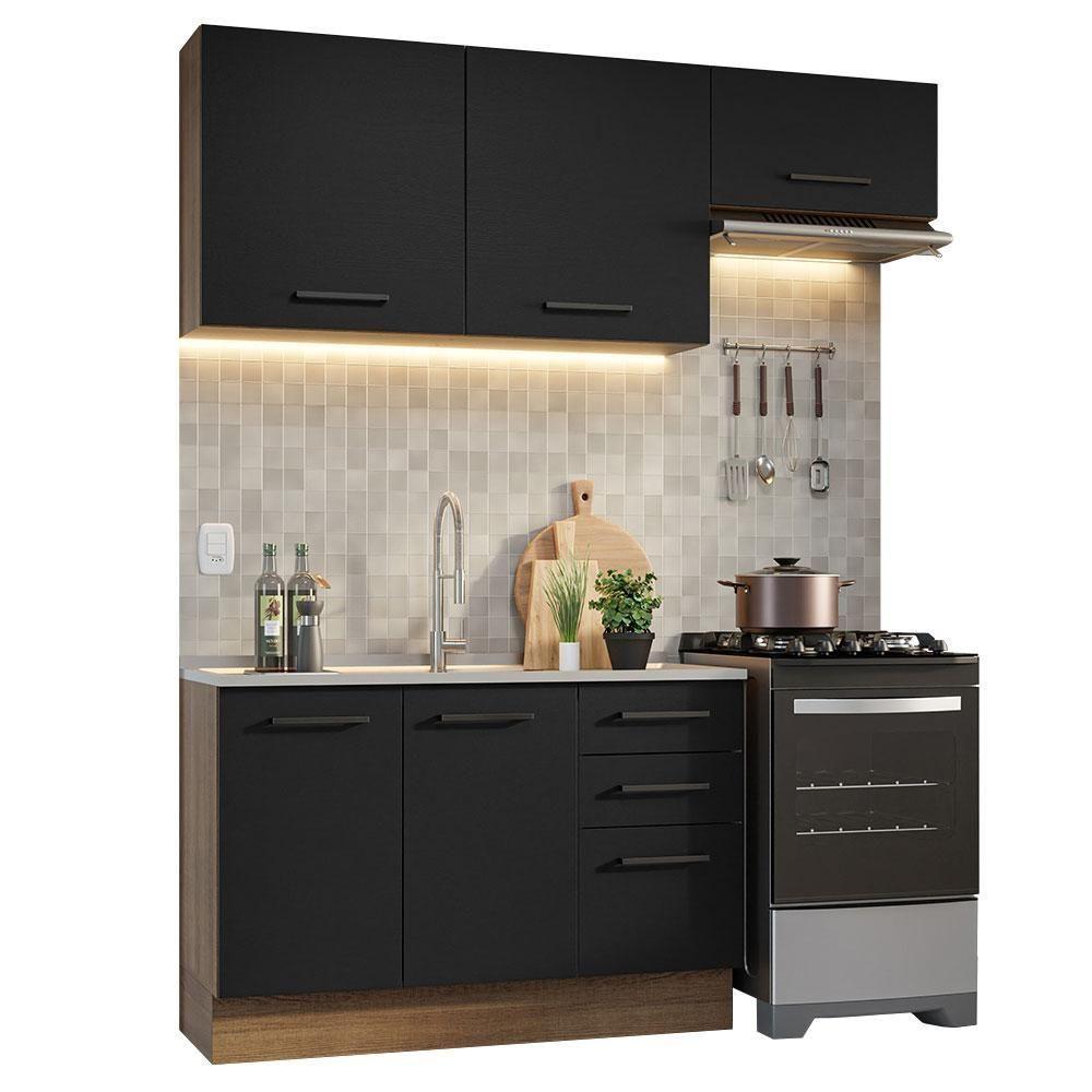 Armário De Cozinha Compacta 180cm Rustic/preto Agata Madesa 09 Rustic/preto - 10