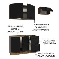 Armário De Cozinha Compacta 180cm Rustic/preto Agata Madesa 09 Rustic/preto - 8