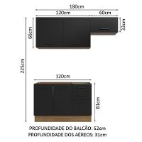 Armário De Cozinha Compacta 180cm Rustic/preto Agata Madesa 09 Rustic/preto - 9