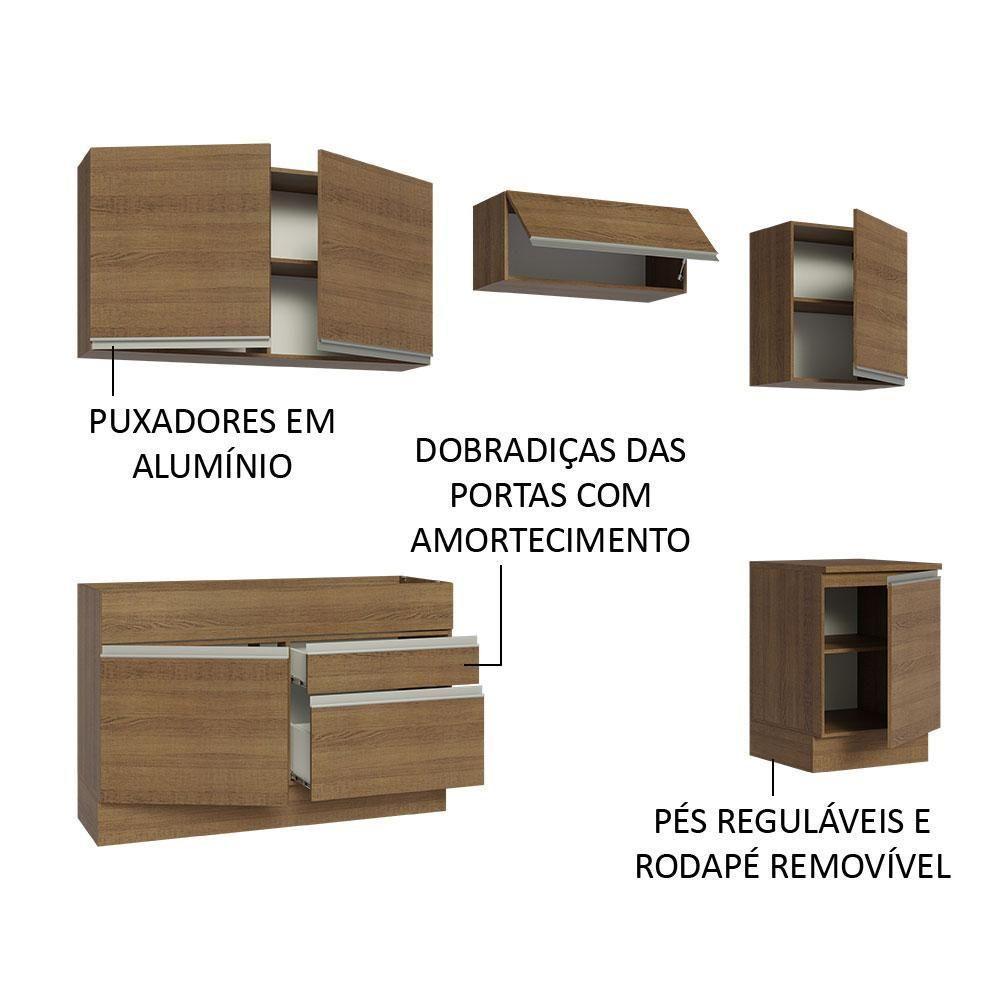 Armário De Cozinha 260Cm Rustic Glamy 04 Rustic - 8