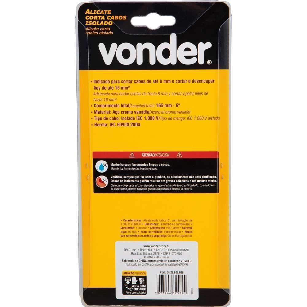 Alicate Corta Cabos 6'' Isolado 1000v Vonder - 7