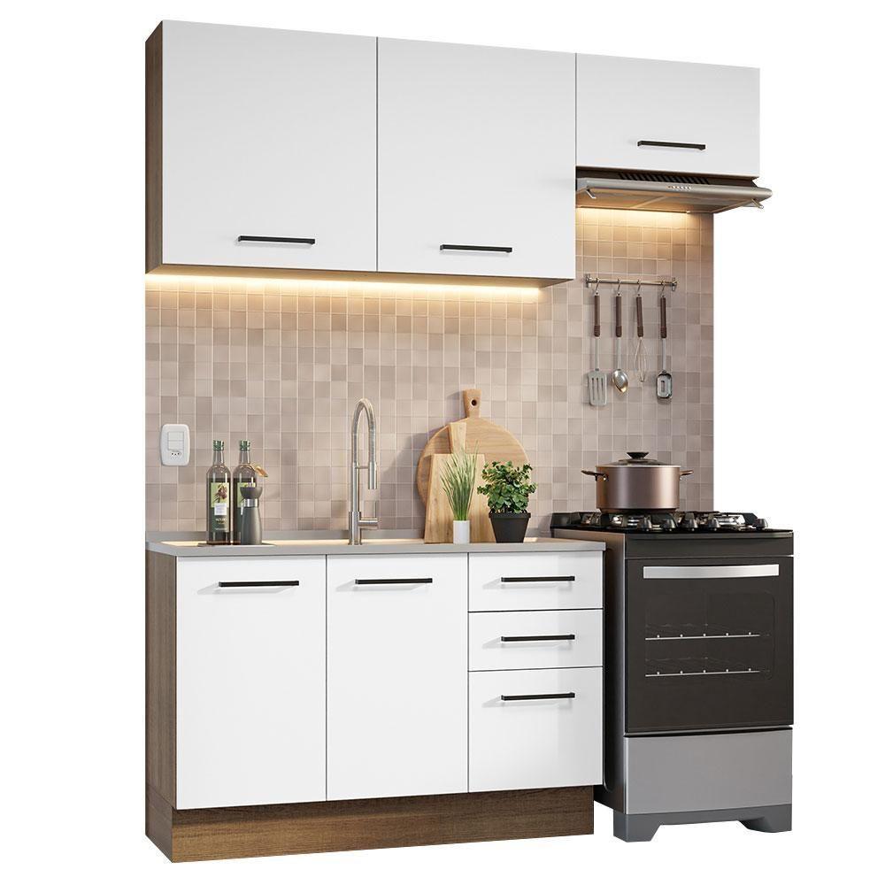 Armário De Cozinha Compacta 180cm Rustic/branco Agata Madesa 09 Rustic/branco - 10