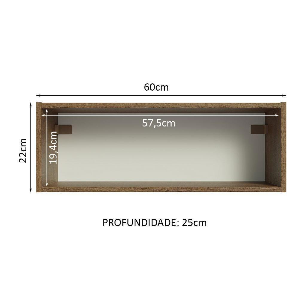 Armário Aéreo Com Nicho Aberto 60cm Rustic Emilly Madesa - 4