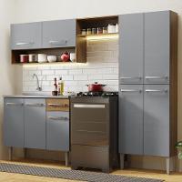 Armário De Cozinha Compacta 229cm Com Pia Rustic/cinza Emilly Madesa 10 Rustic/cinza - 1