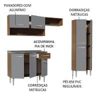 Armário De Cozinha Compacta 229cm Com Pia Rustic/cinza Emilly Madesa 10 Rustic/cinza - 7