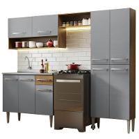Armário De Cozinha Compacta 229cm Com Pia Rustic/cinza Emilly Madesa 10 Rustic/cinza - 9