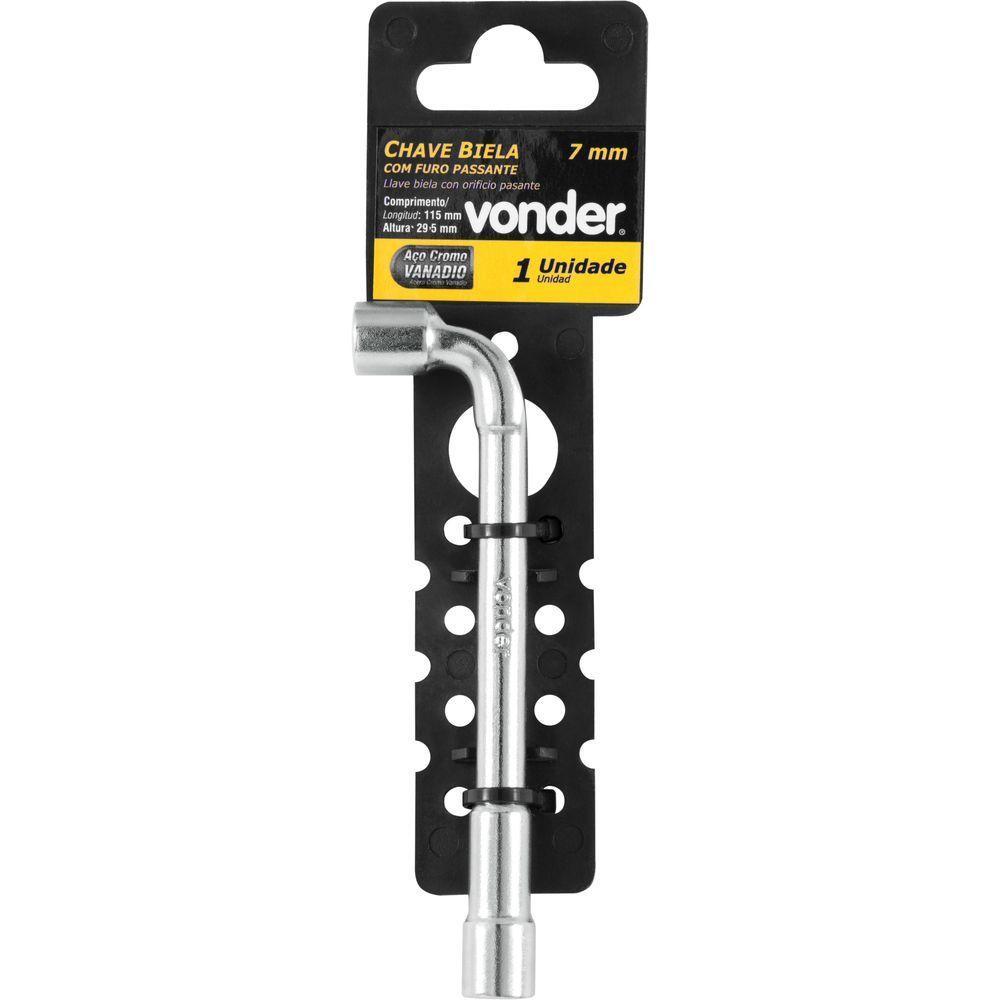 Chave Biela Com Furo Passante 7 Mm Aço Cromo Vanádio Vonder - 3