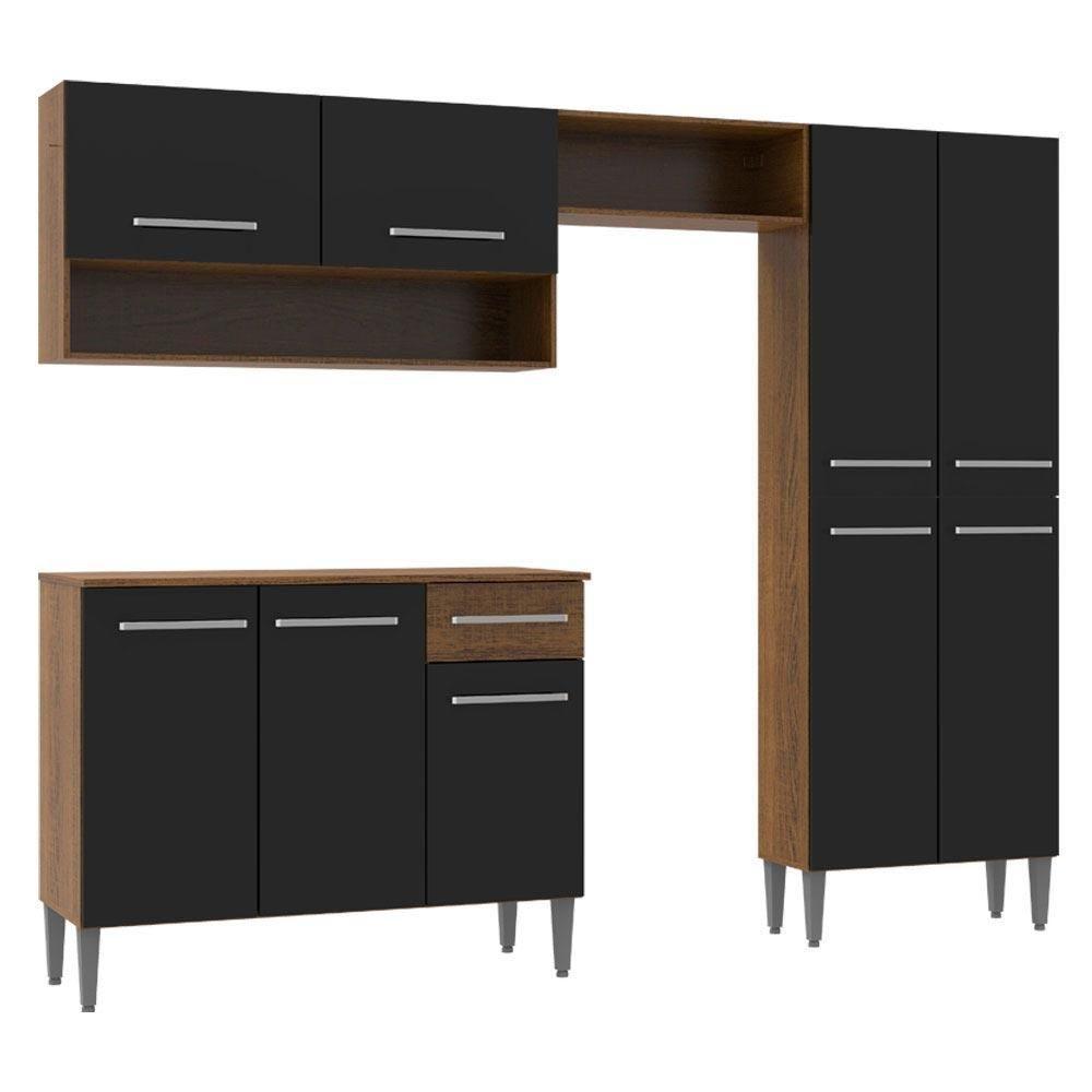 Armário De Cozinha Compacta Emilly Pop Madesa Xa Rustic/Preto - 4