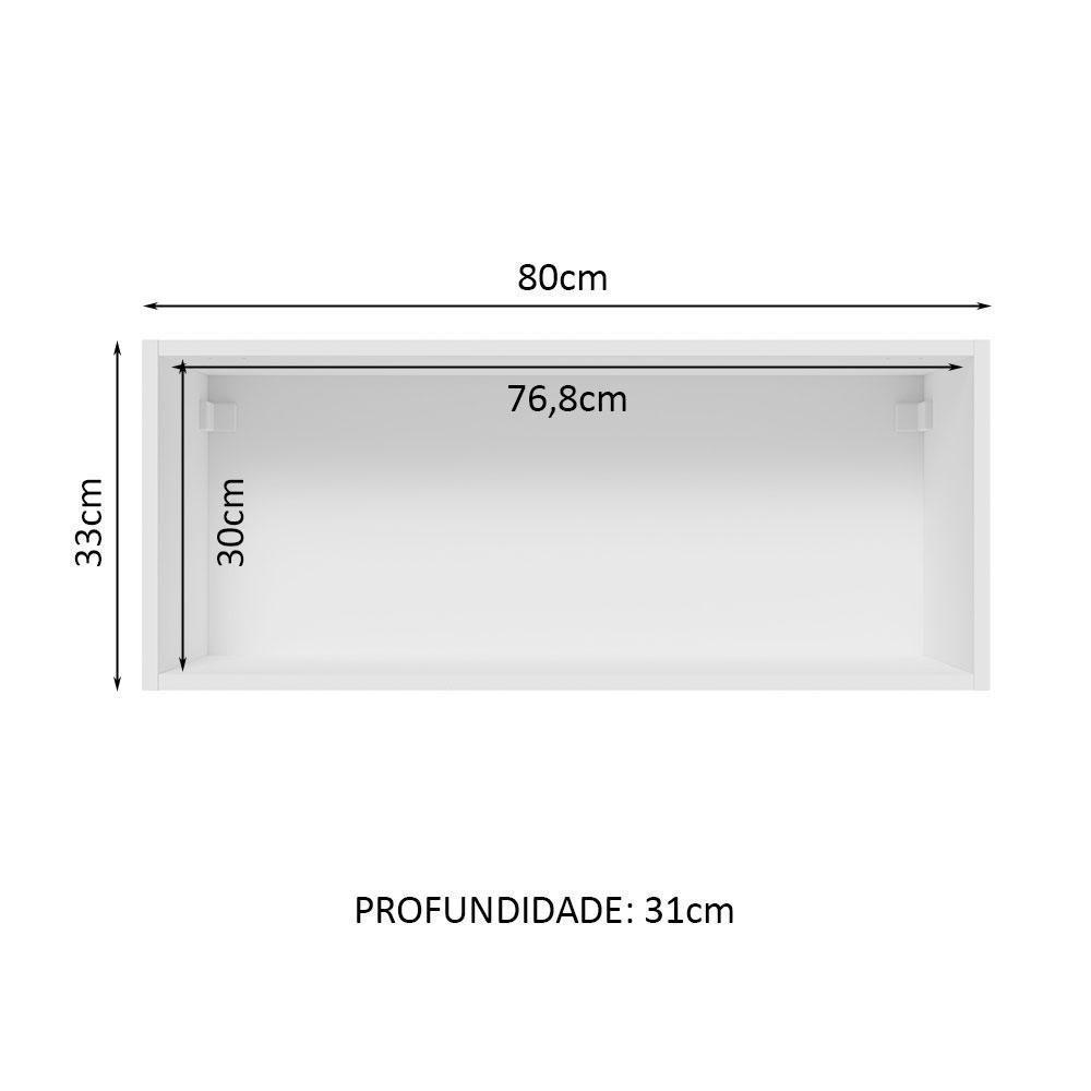 Armário Aéreo 80 Cm 1 Porta Basculante Branco/Branco Veludo - 7