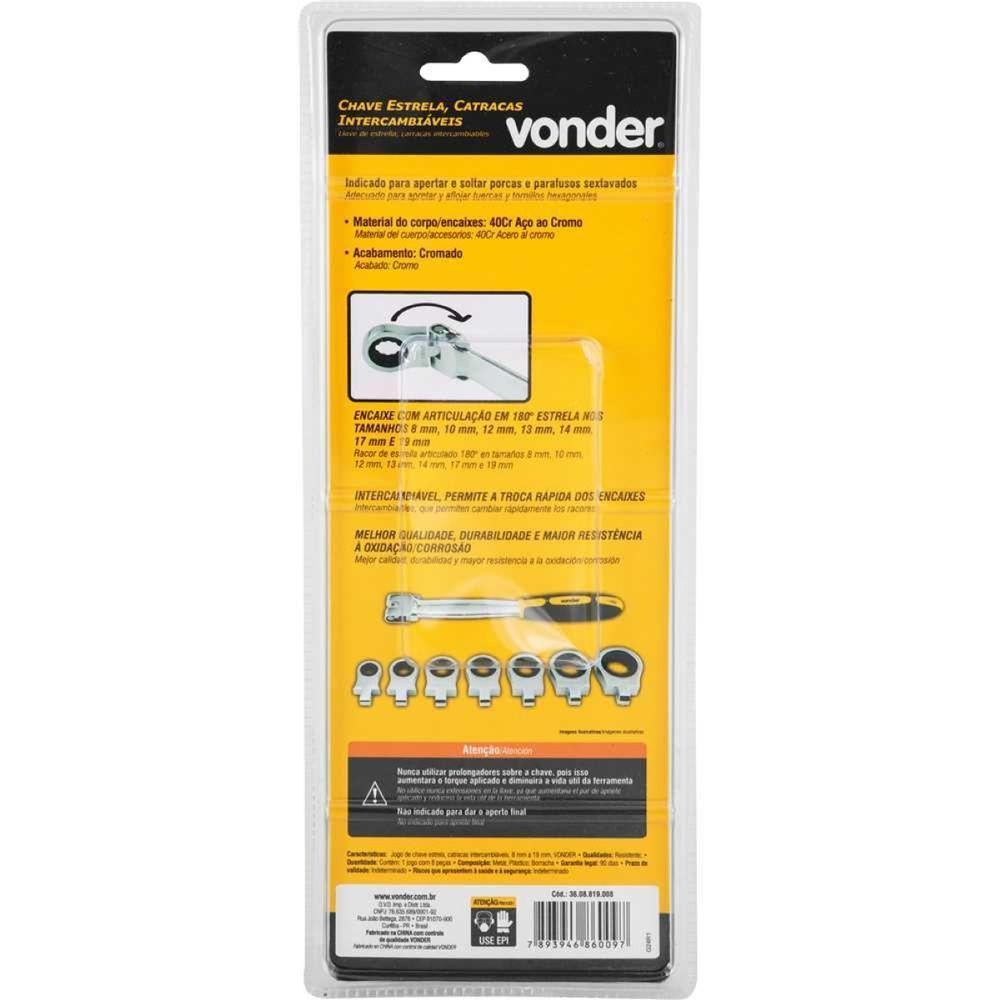 Chave Estrela 8-19 Mm Catraca Intercambiavel Vonder - 8