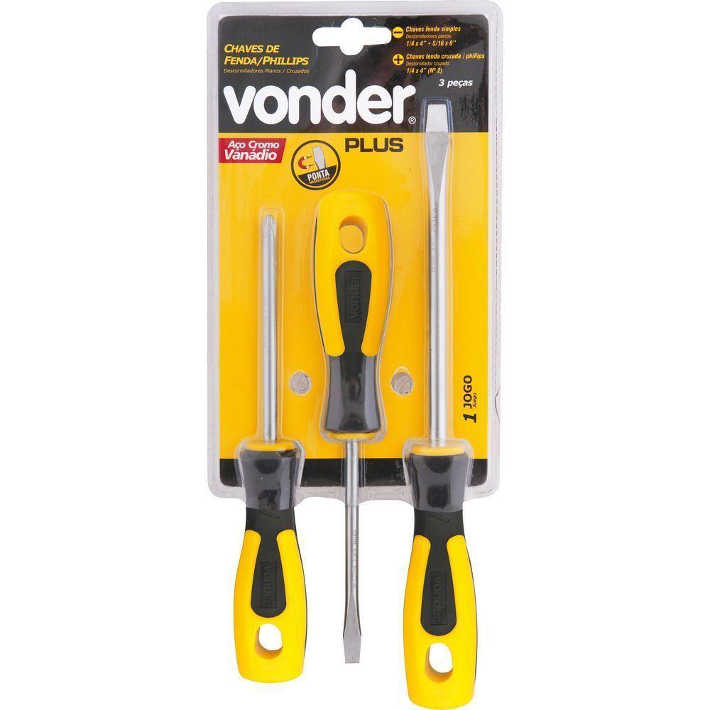 Jogo Chave Fenda E Philips Vanád. Cabo Anatômico Com 3 Pçplus - 2