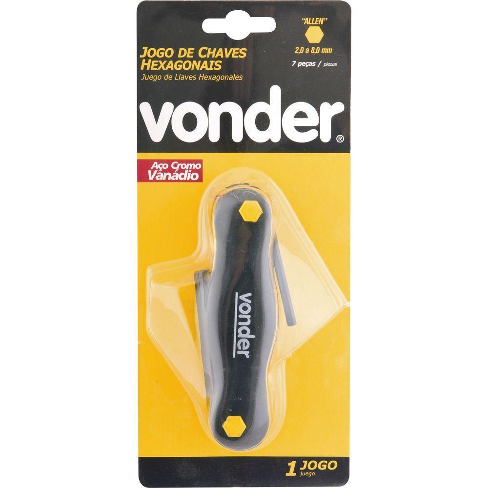 Jogo Chave Hexagonal Allen 2,0-8,0mm Plástico Vonder - 2
