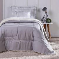 Kit 03 Pçs Coberdrom Solteiro Soft Dupla Face E Hipercal 400 Fios Cinza