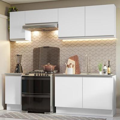 Armário de Cozinha Completa Glamy 10 6 Portas MDP 240cm Branco Brilhante