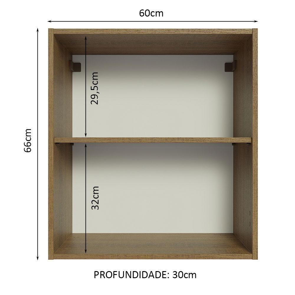 Armário Aéreo 60 Cm Com 2 Nichos Abertos Rustic - 7