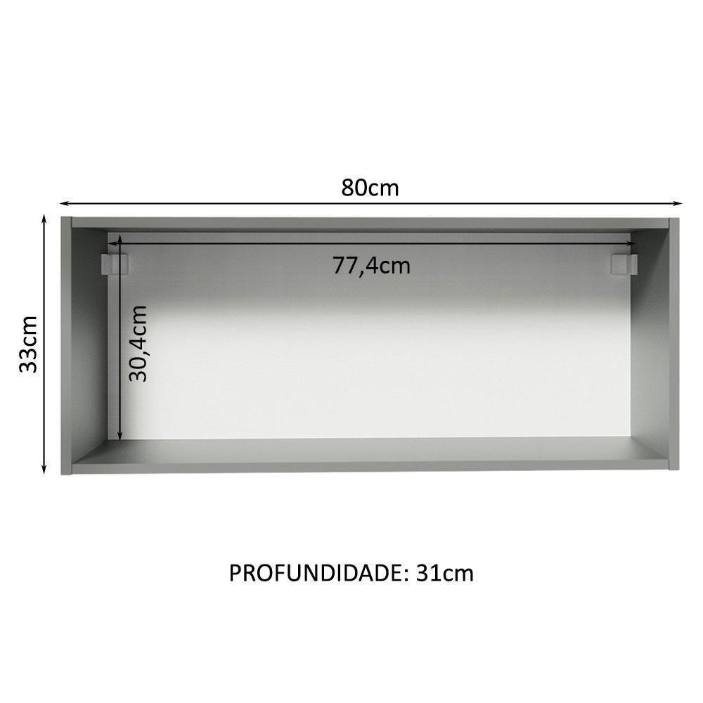 Armário Aéreo 80 Cm 1 Porta Basculante Cinza Nice Cinza - 9