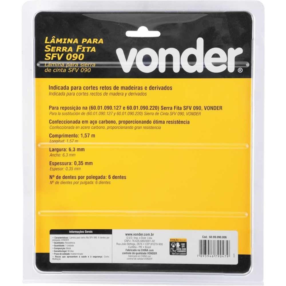 Lamina Para Serra Fita 6 Dentes Sfv090 Vonder - 5