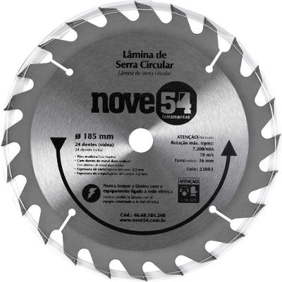 Lâmina De Serra Circular Vídea 185mm 24 Dentes Nove54