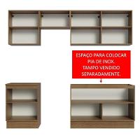 Armário De Cozinha 240Cm Rustic/Preto Glamy 09 Rustic/Preto - 7
