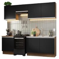 Armário De Cozinha 240Cm Rustic/Preto Glamy 09 Rustic/Preto - 10