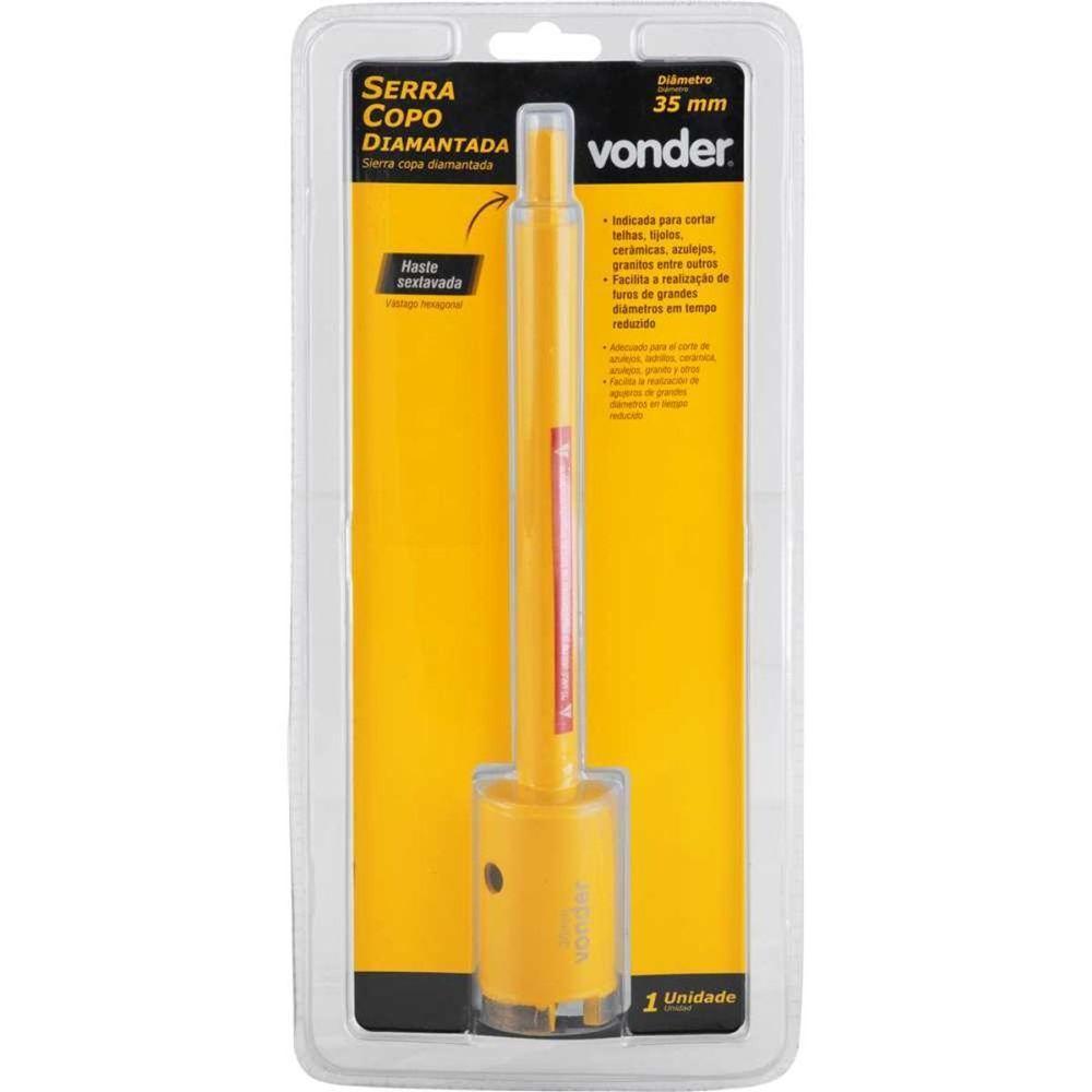 Serra Copo Diamantada 35mm Vonder Com Haste Sextavada Alvenaria Telhas Tijolos Cerâmicas Granito - 5