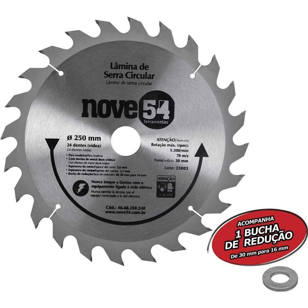 Lâmina De Serra Circular Vídea 250mm 24 Dentes Nove54 - 2