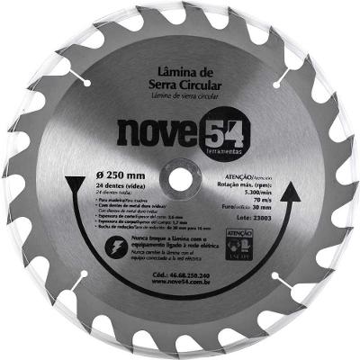 Lâmina De Serra Circular Vídea 250mm 24 Dentes Nove54