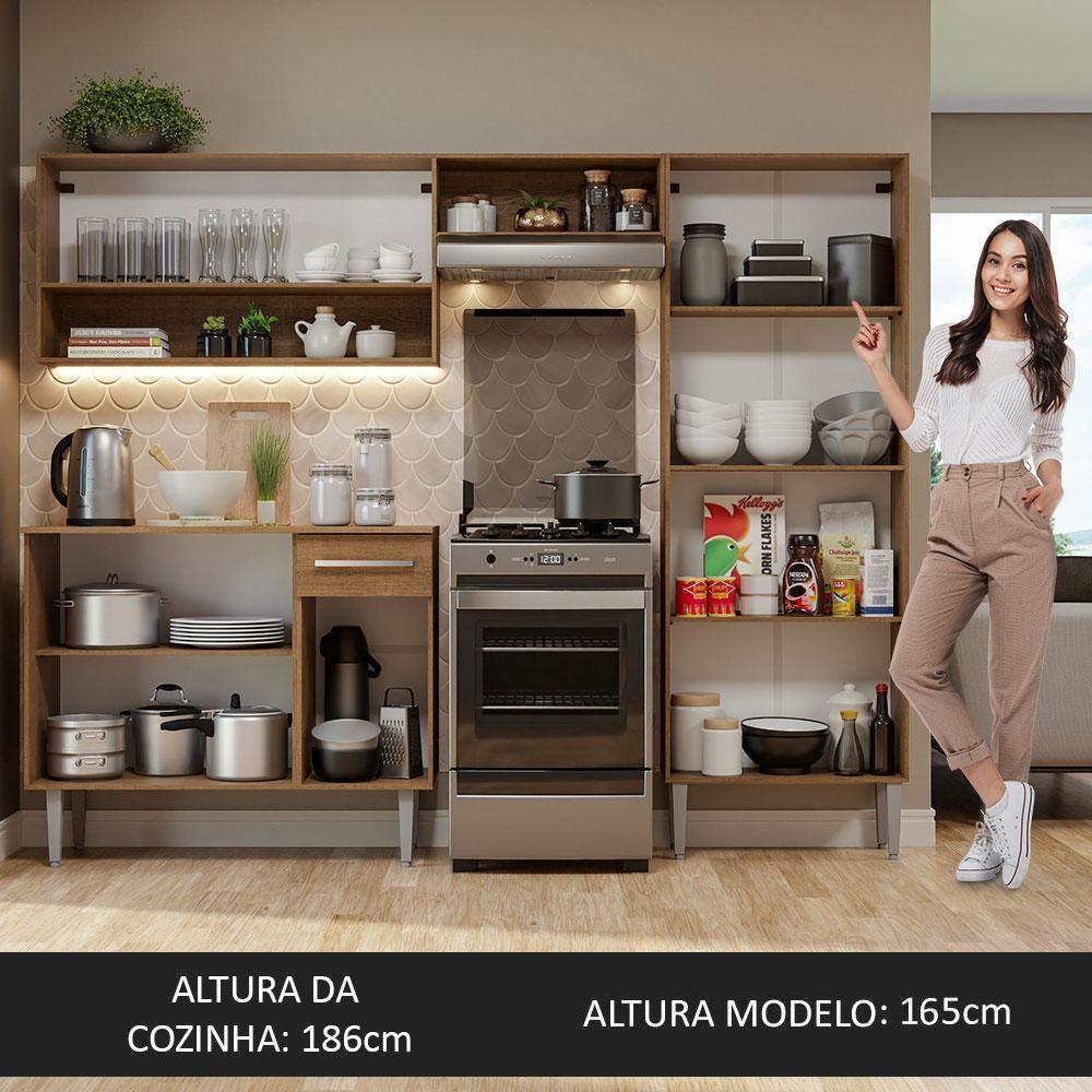 Armário De Cozinha Compacta Emilly Pop Madesa Xa Branco/Rustic - 4