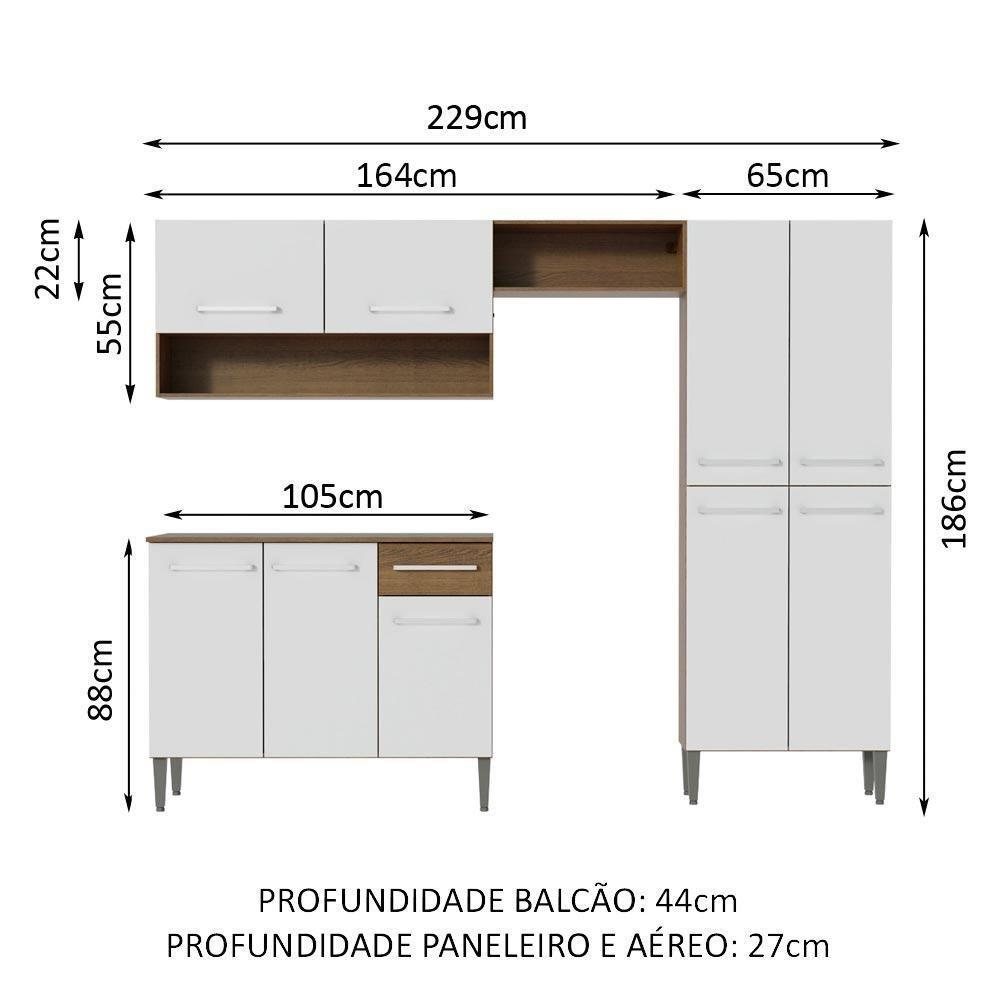 Armário De Cozinha Compacta Emilly Pop Madesa Xa Branco/Rustic - 7