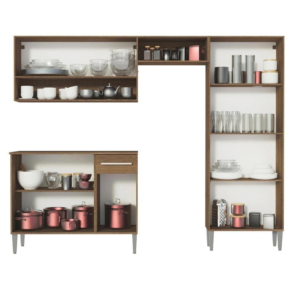 Armário De Cozinha Compacta Emilly Pop Madesa Xa Branco/Rustic - 8