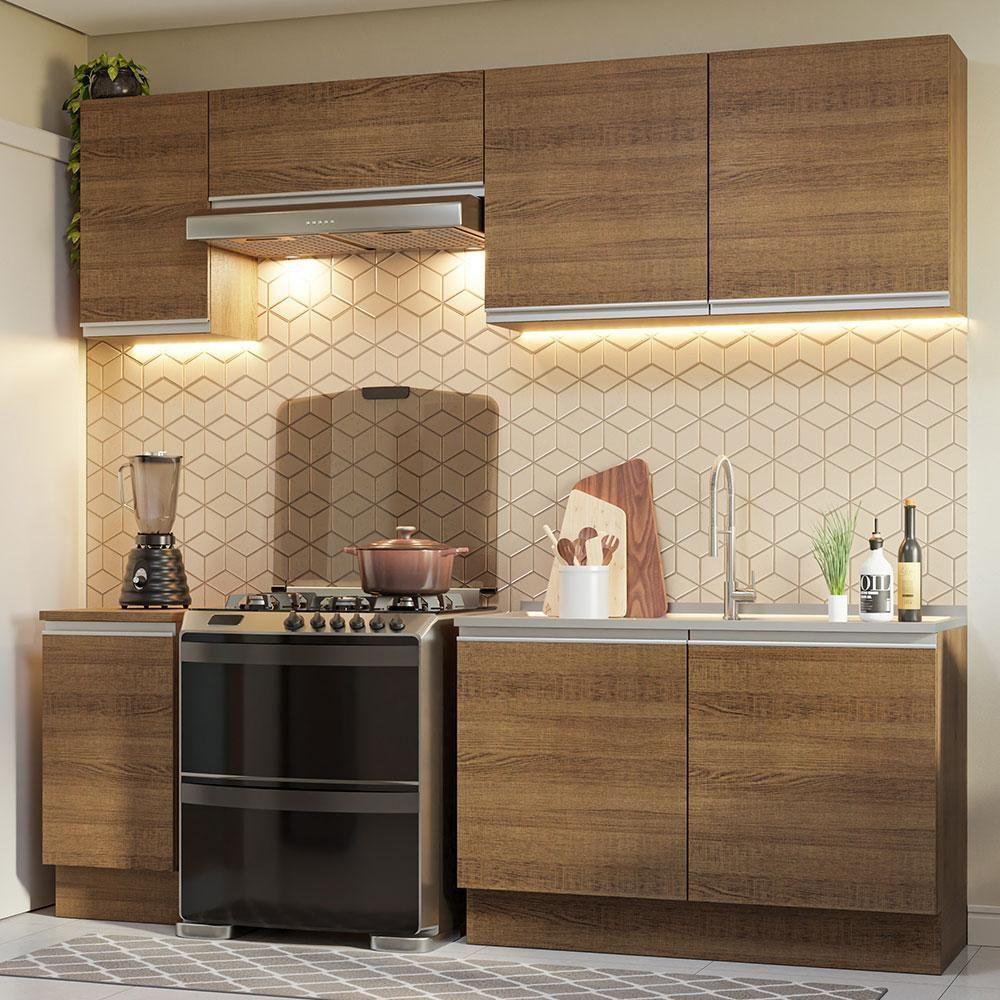 Armário De Cozinha 240Cm Rustic Glamy 10 Rustic - 1