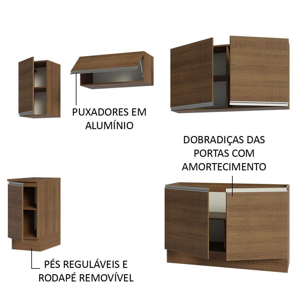 Armário De Cozinha 240Cm Rustic Glamy 10 Rustic - 8